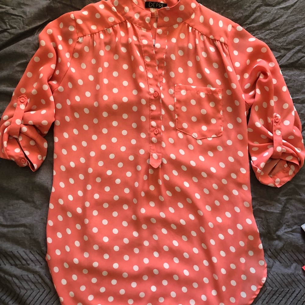 Pink & White Polka Dot Blouse